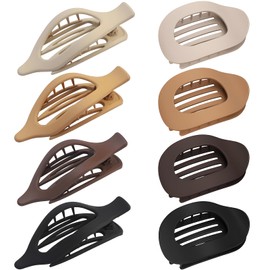 Flat Claw Clip, Hair Clips Women, 8-Piece Set With Flat Hair Clips and Oval Clips, Claw Clips for Thin Hair, Strong Hold for Daily Use, Sports, and Formal Styles waterproof