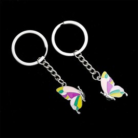 2 Pack Butterfly couple keychain set, colorful enamel design, romantic gift for lovers, Small gifts for family and friendship