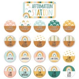 VABAMNA Boho Affirmation Station Bulletin Board Set Positive Boho Classroom Decor for Growth Mindset Bulletin Board Set Affirmation Mirror for Classroom Home Wall Back to School Supply