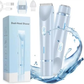 trustedplcsupplier 2 in 1 Dual Head Electric Lady Waterproof Shaver Razor for Women Private Area