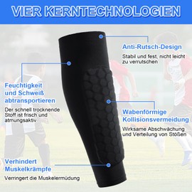 Moorstdel 1 Pair of Children shin Pads and 1 Piece Arm Protector for Soccer, Sports shin Protection for Children, for Soccer, Calf Protection Basketball, Cycling, Climbing (XS, Black)