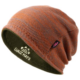 Lvaiz Mens Winter Beanie Hat Warm Fleece Lined Skull Cap for Men Reversible Women Windproof Watch Hat Knit Warm Unisex Beanie Orange Grey