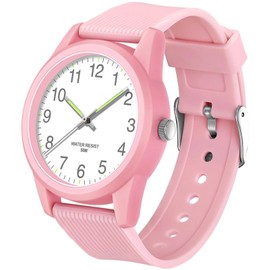 SOCICO Kids Analog Watches for Boys Girls 50M Waterproof Kids Watches Learning Time Children Watch Easy to Read for Ages 3-12 Kids Birthday, Christmas Day, Children's Day Gifts (Light Pink)