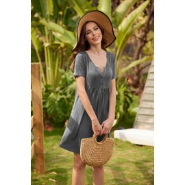 Ekouaer Womens, Labor/Delivery/Maternity/Nursing, Short Breastfeeding Nightgown Nightshirt for Hospital, Mid-grey, Medium