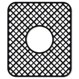2 Pack Silicone Sink Protector for Kitchen Sink, Trellis Pattern 13 x 11 inches Sink Grid Mat Silicone Protectors, Center Drain, Black