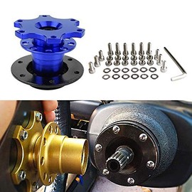 Quick Release Adapter Car Steering Wheel - Universal Car Quick Release Snap Off Steering Wheel Boss Hub Kit for Race/Rally/Motorsport (Blue)