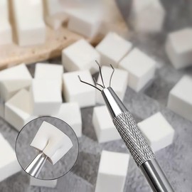 BQAN Nail Sponges for Ombre, 100Pcs White Nail Sponge with Gripper Pen for Nail Art Manicure