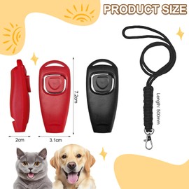 BOBOPACK Pack of 2 2-in-1 Training Rattle Dog Whistles, Dog Whistles for Barking, Dog Clicker with Lanyards, Dog Training Accessories, Dog Training Aid Clicker (Red and Black)