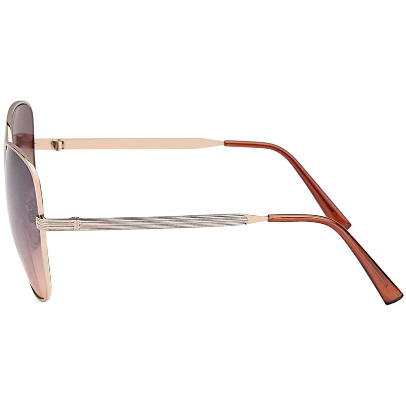 Men's Aviator Sun Glasses Designer Metal Frame 30416, Brown Gold
