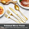 Runfly 40-Piece Gold Flatware Set, Stainless Steel Cutlery Set for