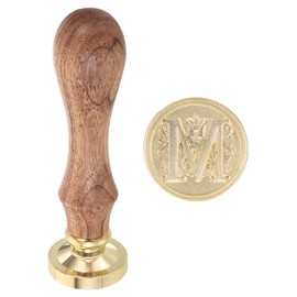 PATIKIL Letter M Wax Seal Stamp Initials Letter Seal Wax Stamp Classic Retro Removable Brass Head Wooden Handle for Envelope Invitation Cards