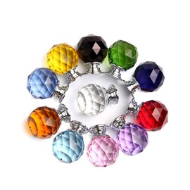 6 Pcs Round Diamond 30mm Sky Blue Glass Crystal Cabinet Knobs-Cupboard Door Knobs/Crystal Drawer Pull Handles/Glass Dresser Knobs with 3 Kinds of Screws