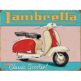 Shawprint LAMBRETTA SCOOTER RETRO METAL TIN WALL PLAQUE SIGN NOVELTY GIFT Home bar shed man cave (150MM X 200MM (6" X 8") (10" x 8")