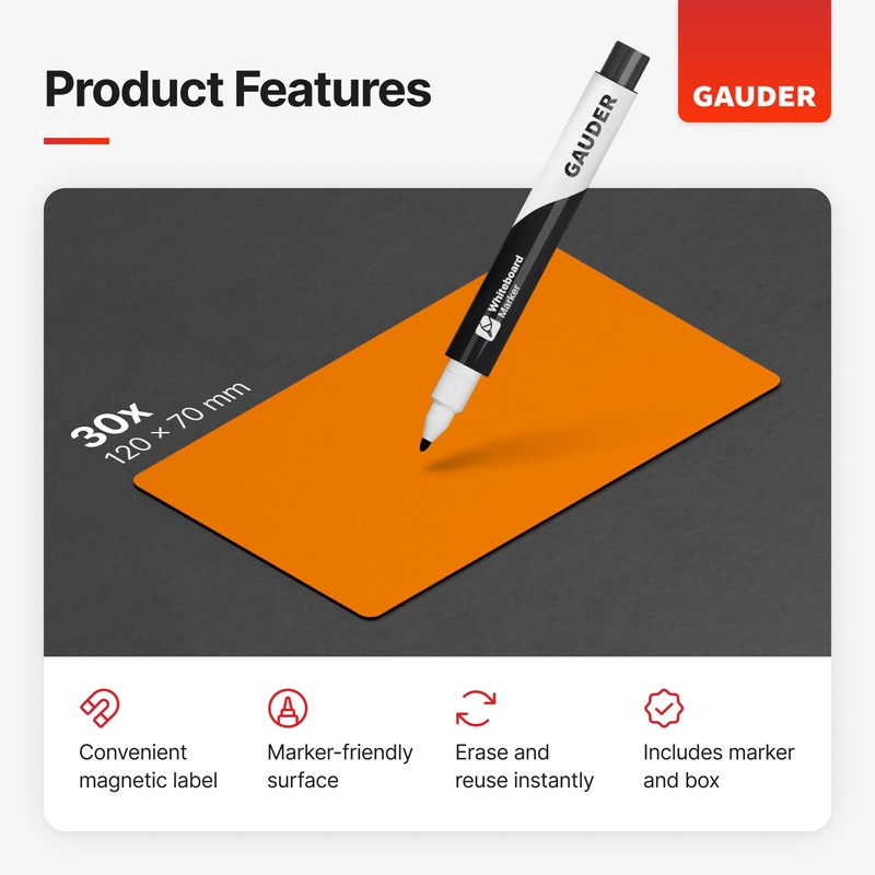 GAUDER Magnetic Dry Erase Labels | Magnetic Labels to write
