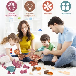 Laradola Dinosaur Toys for Kids Aged 3 4 5 6 7 8 Year Old, Kid Toys for Boys Girls, Take Apart STEM Construction Building Toys with Electric Drill, Party Christmas Birthday Gifts