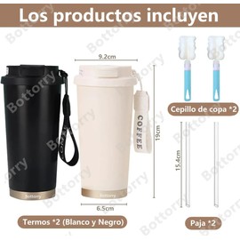 2Pcs Termo 530ml40oz para uso dual fríocaliente Termo de Café de acero inoxidable 316 con aislamiento de doble pared Termo con tapapajitacepillo de