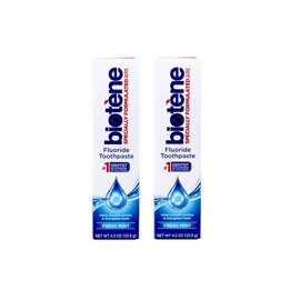 biotène Gentle Formula Fluoride Toothpaste, Fresh Mint 4.3 oz (Pack of 2)