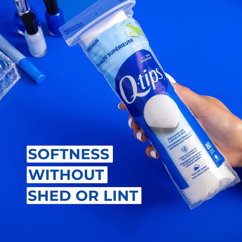 Q-Tips Beauty Luxe Cotton Rounds 80 Count 4-Pack – Hypoallergenic