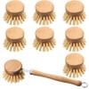 Patelai 8 Pieces Dish Brush with Wood Handle, Natural Dish