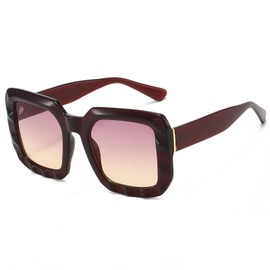 YAMEIZE Quadrat Sonnenbrille für Damen und Herren Oversized Retro Vintage Groß Übergroße Dicker Rahmen Klobig 90er Sonnenbrille UV400 Schutz