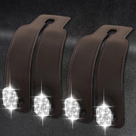 Amelity Hooks for Car Seat Headrest, Purse Hook for Car, Car Seat Back Storage Hook, Bling Car Accessories for Women (2 Pack, Brown)