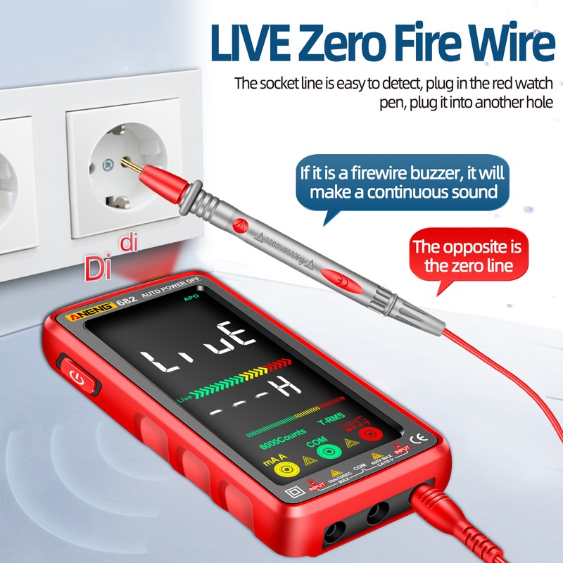 ANENG 682 6000 Counts Large LCD Digital Multimeter Smart Anti-burn