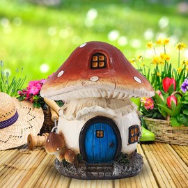 Mushroom House Resin Crafts Mini House Decoration Garden Ornament for Indoors Outdoors