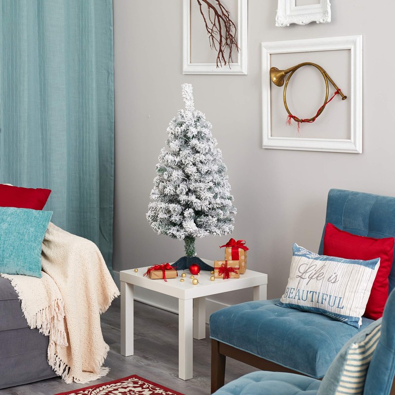 3ft. Flocked Rock Springs Spruce Artificial Christmas Tree