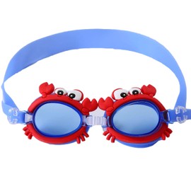 June Sports Cute Kids Swimming Goggles, Clear Vision Waterproof UV Protection Triathlon Swim Goggles No Fog with Free Protection Case for Children Teens,Multiple Cute Cartoon Styles Red Blue Crab SG7