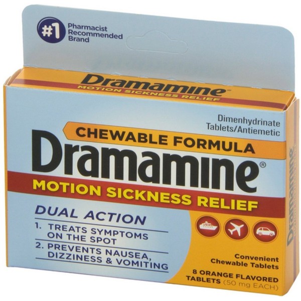 Dramamine Motion Sickness Relief Chewable Tablets 8 ea (Pack of 10)