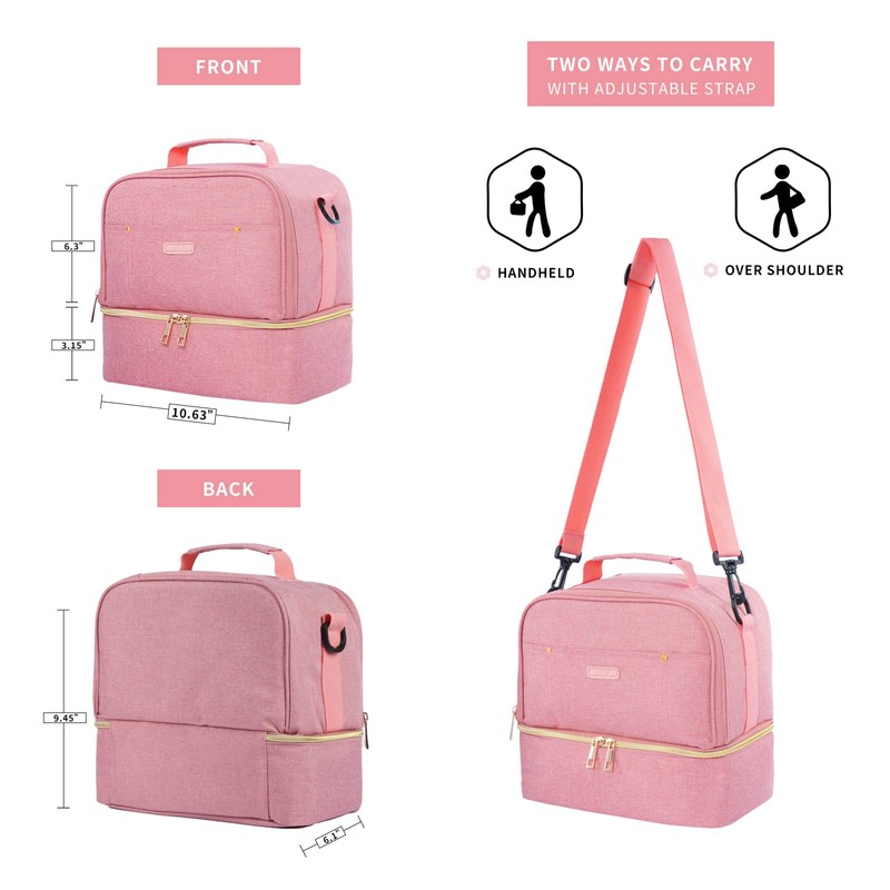 Lunch Bag for Women Double Deck Insulated Lunch Cooler Bag