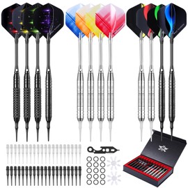 GWHOLE Pro Soft Tip Darts Set Darts Arrow Soft Darts 12 Pieces Flight House Darts Plastic Tips Board Game Beginners End Party Events with Iron Box