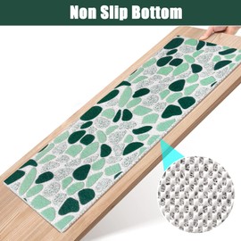 Long Shower Mat Non Slip: 40x100cm Green Bath Tub Mat Non Slip Anti Mould for Inside Shower - Soft Textured with Drain Holes - Loofah Bathroom Floor Massage Mat for Safety Walk-in Shower