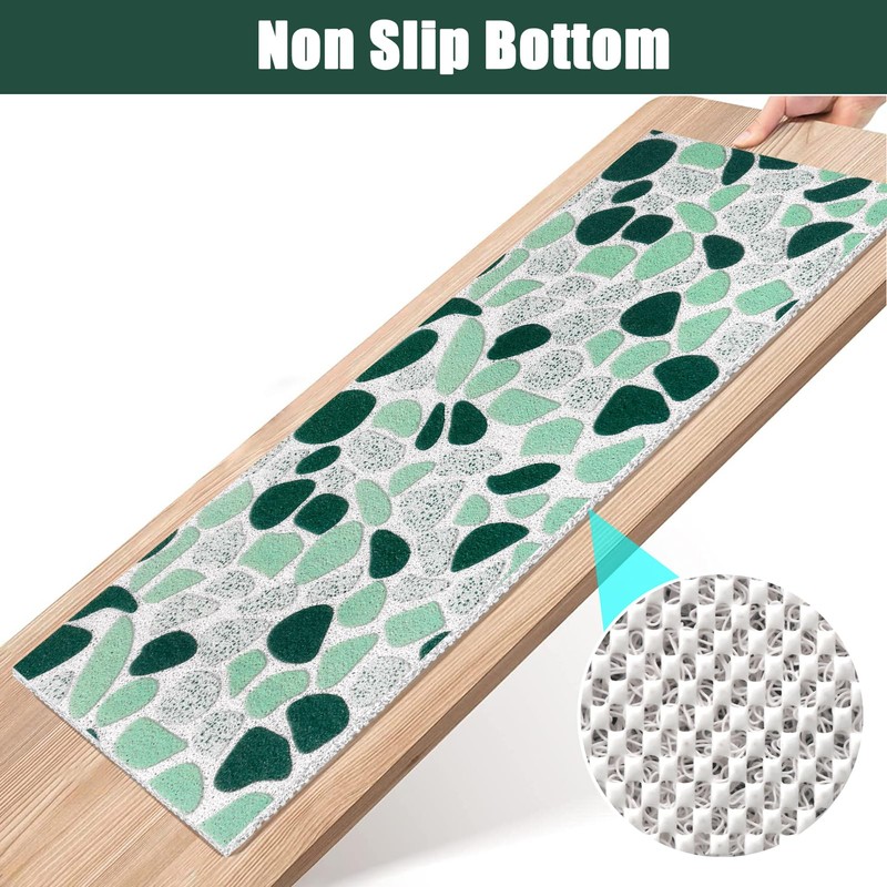 Long Shower Mat Non Slip: 40x100cm Green Bath Tub Mat