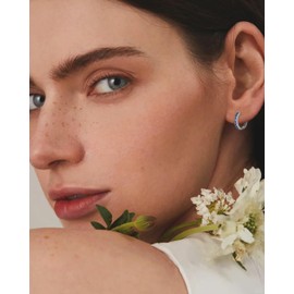 JIWOY Hoop Earrings 925 Sterling Silver Round Huggie Earring Created Tanzanite Birthstone Jewelry for Women Birthday