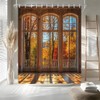 TQNNTQ Autumn Window Scene Shower Curtain Fall Forest View Yellow