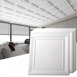 Art3d PVC ceiling wall panels with classic design??12 pack,24x24in,b - White, 12 pcs