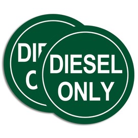 2-Pack: Round Green Diesel Only Sticker (Automotive Decals, Safety Diesel Fuel Tank Vinyl, Stickers for Cars, Trucks, Fuel Tanks (3 inch)