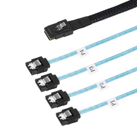 Mini SAS to SATA Cable 36pin (SFF-8087) Male to 4X SATA 7pin Female Fan-Out Cable, 1Meter/ 3.3feet