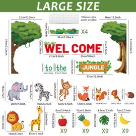 ZOIIWA Welcome to The Jungle Bulletin Board Set Jungle Animals Classroom Decorations Jungle Animal Cutouts Animal Bulletin Board Border Wall Classroom Decor for Back to School Teacher Supplies