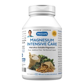 Andrew Lessman Magnesium Intensive Care 60 Capsules – 200mg Mild Ultra-Soluble Magnesium, Supports Nerves, Muscles, Brain and Heart, No Additives, Gentle to Even The Most Sensitive Stomachs