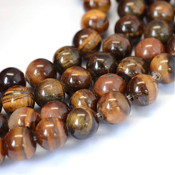 Perlin Tiger Eye Gemstone Beads 8 mm ** A Grade