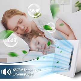 YHUER 12" Bathroom Exhaust Fan with Light, 165CFM Efficient Bathroom Ceiling Exhaust Fan, Ultra-Quiet Bathrooms Fan Light Combo with 12W 6500K Light Suitable for Bathrooms, Toilet, Office, Hotel