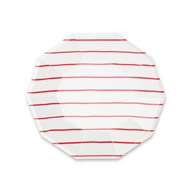 Daydream Society Frenchie - Platos de papel pequeños con rayas rojas manzana caramelo, paquete de 8 platos de postre - Fácil de mezclar y combinar, platos de fiesta para adaptarse a todas las ocasiones