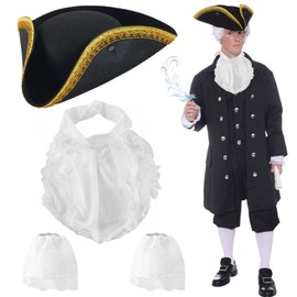 UxClishe 4 Pcs Judge Costume Set, Judge Fancy Dress Kit Judge Accessories Set with Hat False Collar Cuff for Cosplay Party Supplies