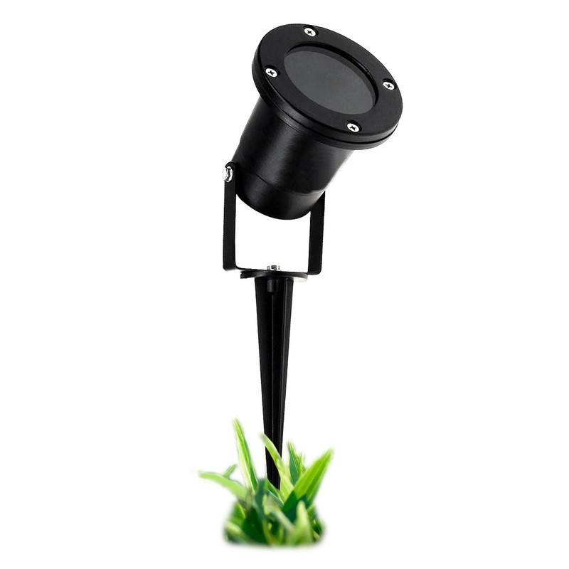 Garden light with spike, grey and black.