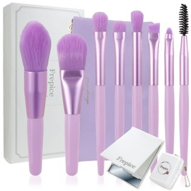 Frepice Makeup Brushes, Set of 8, Mini Brush, Powder Brush, Eye Shadow Brush, Makeup Brush Case, Makeup, Purpurite