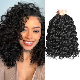 Gogo Curl Crochet Hair 10 Inch 9 Packs Ocean Wave Curly Crochet Hair for Black Women Pre-Looped Deep Wave Water Curly Braiding Extensions (1B#, 10 Inch(9 Packs))