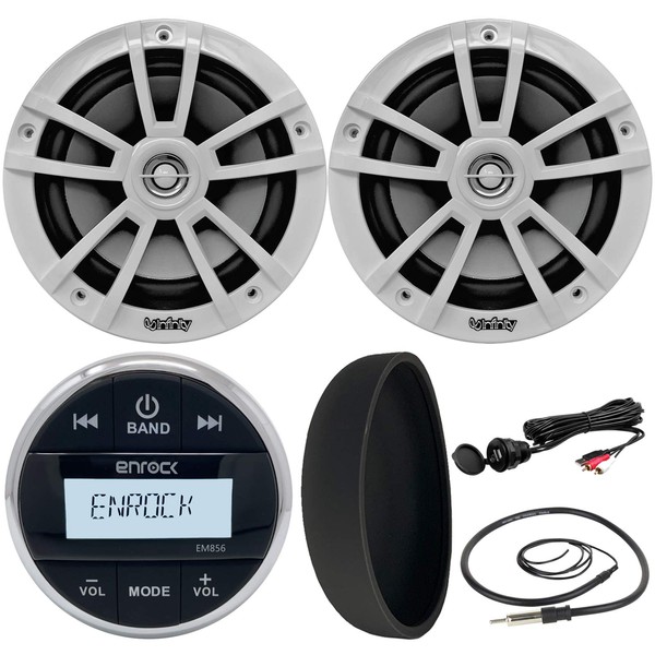 Enrock Stereo Speakers Combo: Bluetooth Gauge Style Marine Boat Cycle