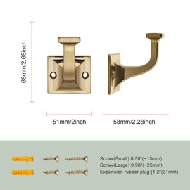 TUNNY 3 Pack Coat Hooks - Champagne Bronze Robe Hooks Decorative Wall Hooks for Bathroom Bedroom Kitchen Towel Robe Clothes Cabinet Closet Bathroom Hardware